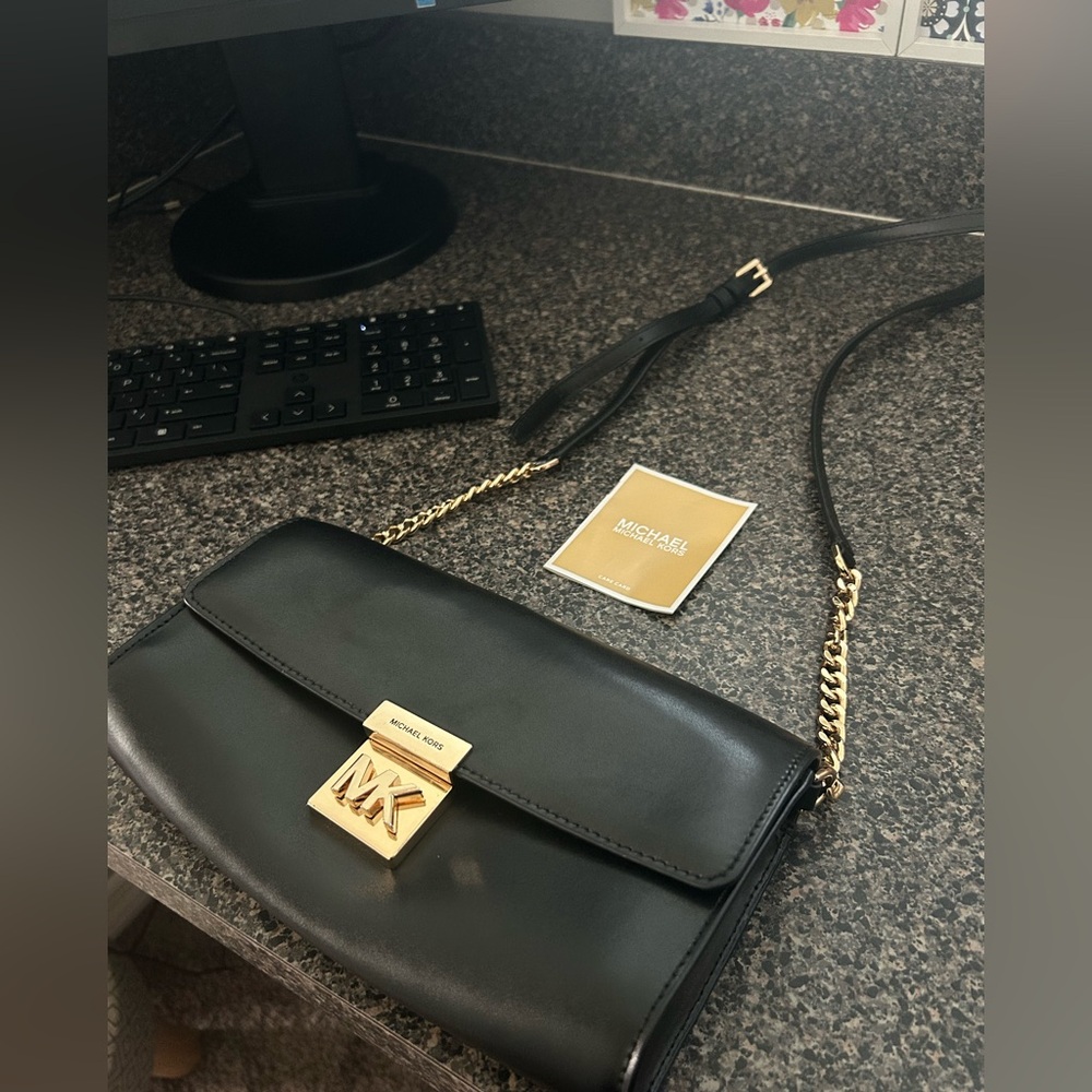 Michael Kors Black Crossbody Bag with Gold Chain